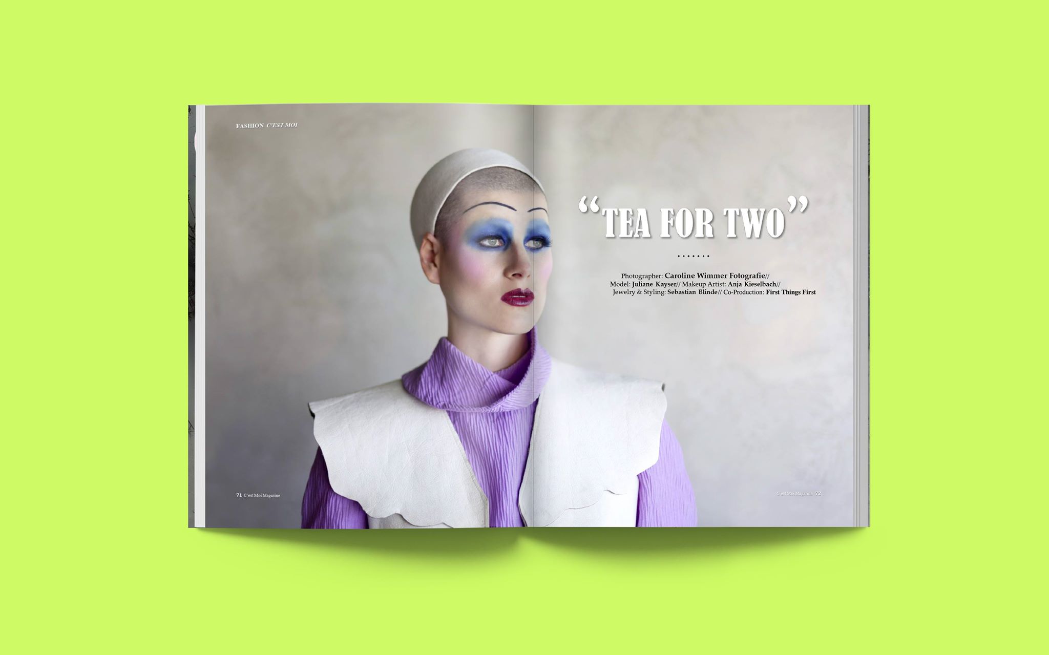 Fashion Editorial "Tea for Two" by Berlin photographer Caroline Wimmer and Illustrator Sebastian Blinde has been published in C`est Moi Magazine.